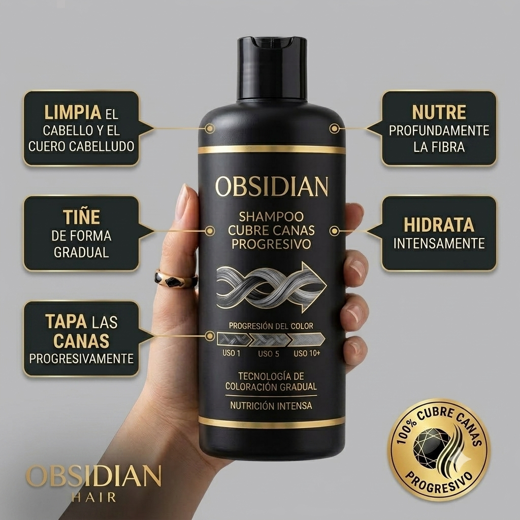 OBSIDIAN™ Shampoo Cubrecanas y fortalecedor
