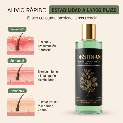 OBSIDIAN | SHAMPOO Natural para caspa, psoriasis capilar y dermatitis seborreica