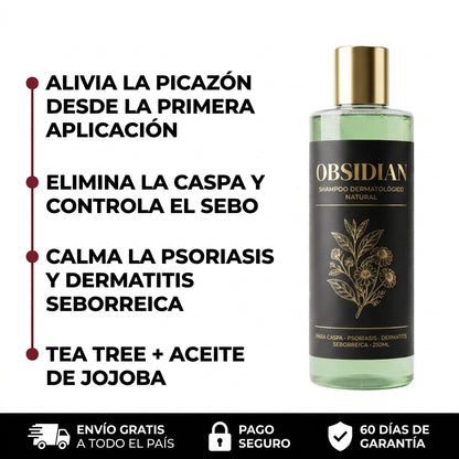 OBSIDIAN | SHAMPOO Natural para caspa, psoriasis capilar y dermatitis seborreica